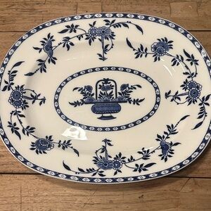 Antique Victorian Minton England Blue & White Ironstone Serving Platter